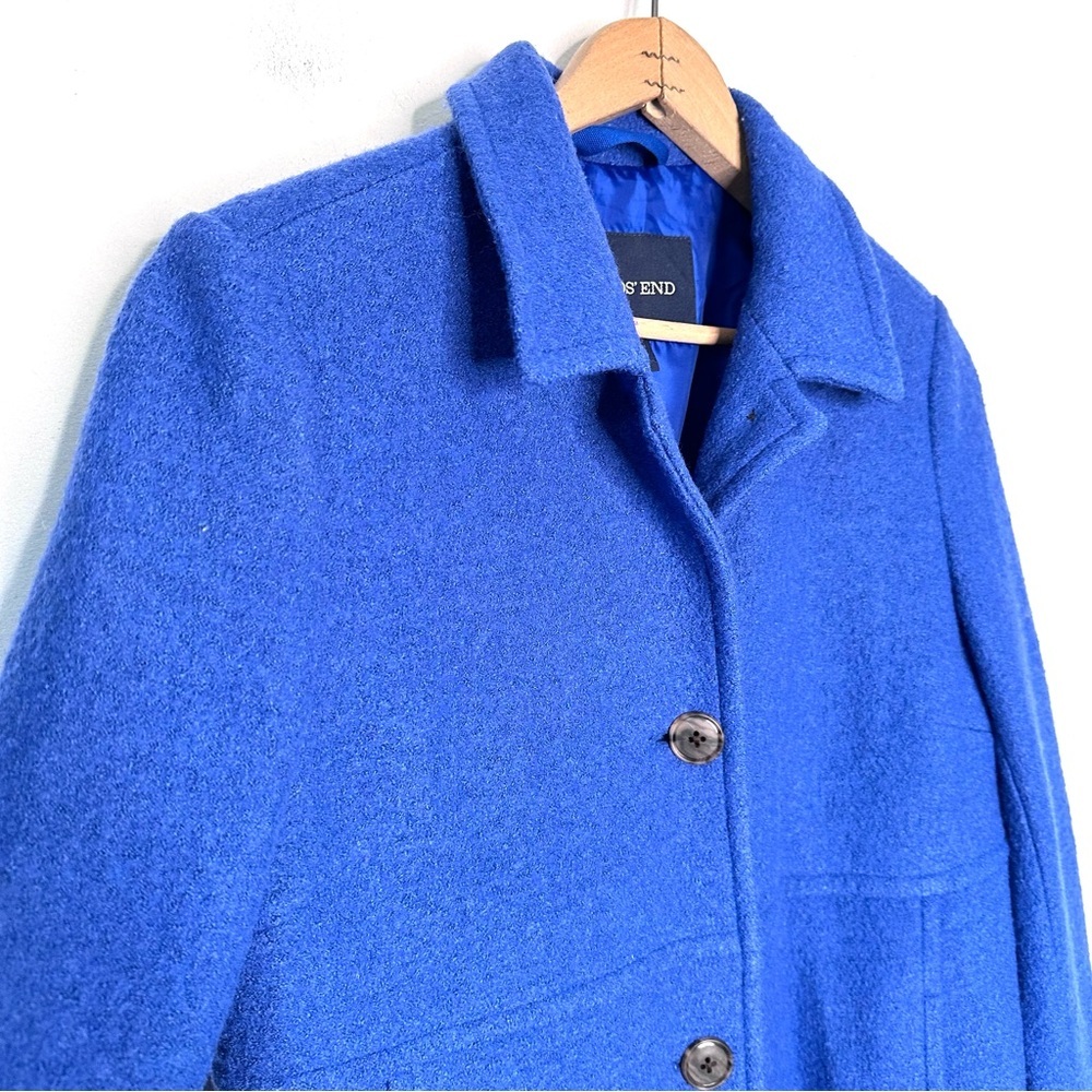 Lands’ End | Royal Blue Boiled Wool Button Down Winter Dress Coat Size 4P - Picture 5 of 9